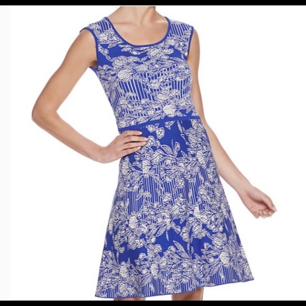 Nina Leonard floral sweater dress xs